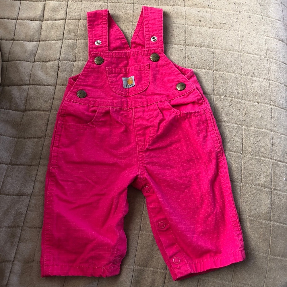 Carhartt Baby Bright Pink Overalls - 3M